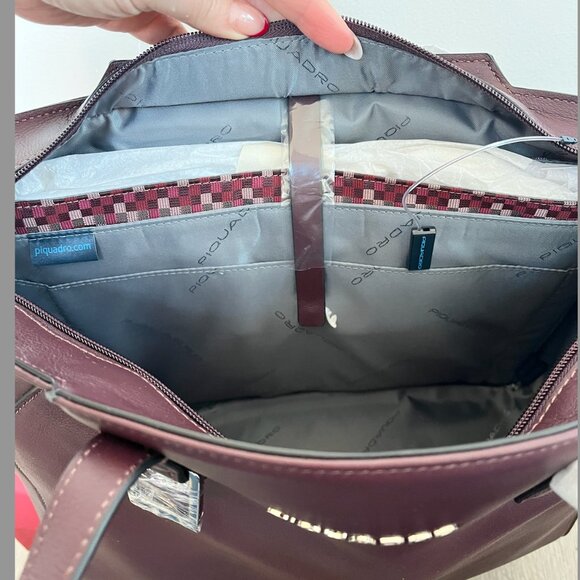 NWT Piquadro Italian Leather Work Tote Bag - Picture 4 of 6
